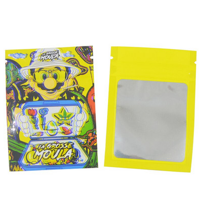 7x10cm 3.5g 1oz Geantă cu fermoar pentru fereastră transparentă pentru CBD Gummy Candy Bear Flavor Flower uscată pentru vânzare cu amănuntul Pungi imprimate