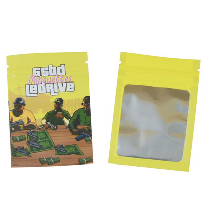 7x10cm 3.5g 1oz Geantă cu fermoar pentru fereastră transparentă pentru CBD Gummy Candy Bear Flavor Flower uscată pentru vânzare cu amănuntul Pungi imprimate