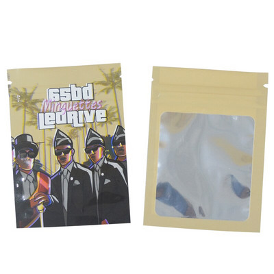 7x10cm 3.5g 1oz Geantă cu fermoar pentru fereastră transparentă pentru CBD Gummy Candy Bear Flavor Flower uscată pentru vânzare cu amănuntul Pungi imprimate