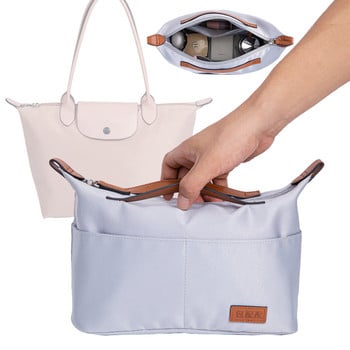 Satin Insert Organizer Makeup For Longchamp Designer bag, Γυναικείες τσάντες πολυτελείας Ταξιδιωτική εσωτερική τσάντα, φορητές τσάντες μακιγιάζ Shaper