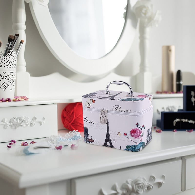 Kelioninis makiažo krepšys Kelioninis nešiojamasis profesionalus kosmetikos dėklas, didelės talpos vandeniui atsparus makiažo tualeto reikmenų laikymo dėžutė