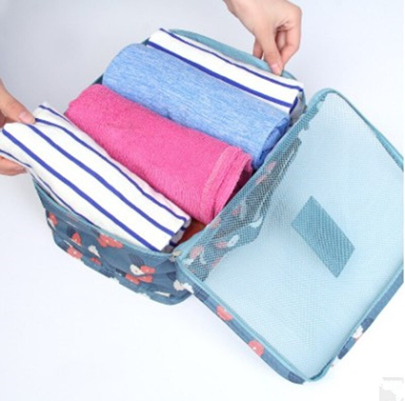 6 db/szett Utazási tárolótáska Ruhák Rendezett tasak Csomagrendező doboz Hordozható konténer Vízálló tárolótok
