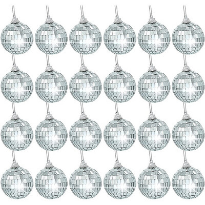 24 бр. 2 инча Орнаменти за диско топки Сребърни огледални топки за коледно дърво Декорация на сватбено тържество