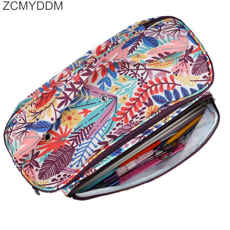 ZCMYDDM verpalų laikymo krepšys su klevo lapais Mezgimo krepšys, atsparus vandeniui verpalų laikymui, nėrimo kabliukai, mezgimo adatos