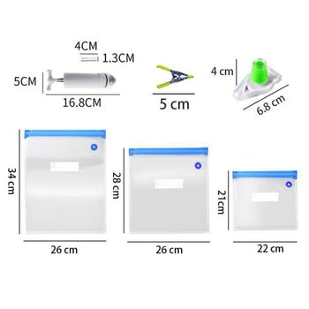 20/17 бр. Комплекти торби за многократна употреба Вакуумно запечатани торбички за съхранение на храна с ръчна помпа Чанти Запечатващи щипки Опаковка за храна за съхранение на храна Замразяване