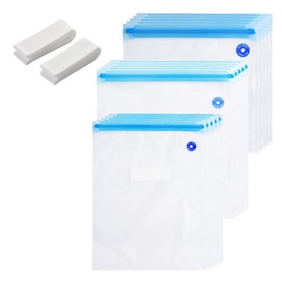 20/17 db-os zacskókészletek Újrafelhasználható élelmiszer-tároló Vákuumos lezárású zacskók kézi pumpás zacskóval Tömítőkapcsok Élelmiszer-csomagolás Élelmiszer tároláshoz Fagyasztás