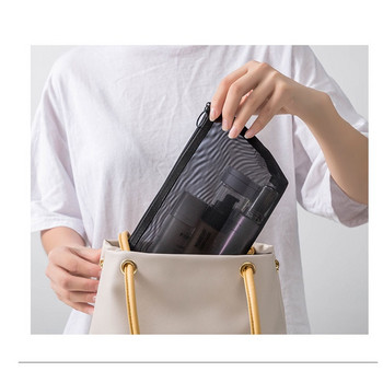 3 τεμ. Casual φερμουάρ τσάντες καλλυντικών μακιγιάζ Διαφανές διχτυωτό θήκη μακιγιάζ Organizer Θήκη αποθήκευσης Γυναικεία τσάντα καλλυντικών ταξιδίου