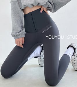 Jambiere sport de damă cu talie înaltă elastică, cu închidere metalică