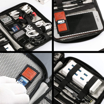 Чанта за органайзер за кабели Водоустойчива преносима чанта за съхранение на аксесоари за пътуване Мек калъф за USB устройство Зарядно за телефон Слушалки Кабел SD карта