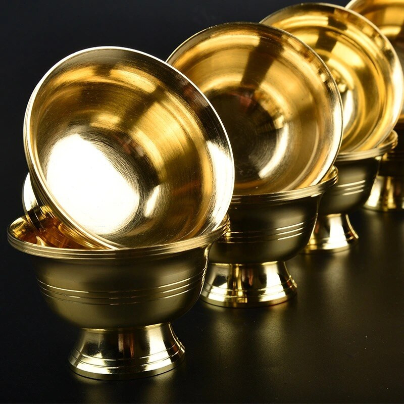 Puhast vasest joogikauss messingist väike, hea tiibeti püha loov veetass Kuldne budistlik teekauss Kodu kingitus, kaunistus