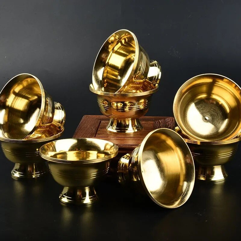 Puhast vasest joogikauss messingist väike, hea tiibeti püha loov veetass Kuldne budistlik teekauss Kodu kingitus, kaunistus