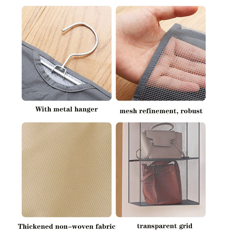 2/3/4 Kišenės Rankinės Kabantys Tvarkyklės Dulkėms atsparus Kabantis Piniginė Rankinė Dėžutukas Laikymas Drabužių Tvarkyklės Spintos Pakabinamas Krepšys