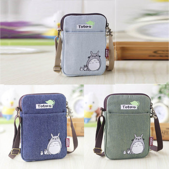 Κεντημένη τσάντα ώμου με τζιν Totoro Cartoon Φρέσκια μικρή υφασμάτινη θήκη Hot New Bear Printing Messenger τσάντες για γυναίκες κορίτσια Παιδιά