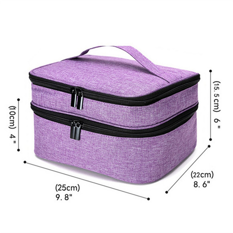 Kétrétegű kozmetikai táska 30 rácsos körömlakk tároló táska hordozható illóolajos parfüm rúzs tartó kézitáska