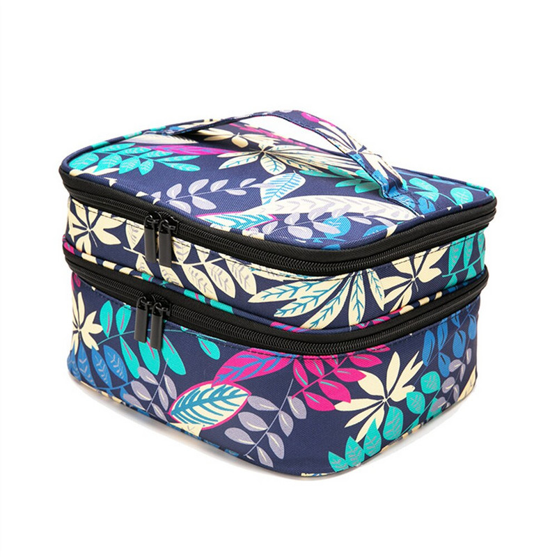 Kétrétegű kozmetikai táska 30 rácsos körömlakk tároló táska hordozható illóolajos parfüm rúzs tartó kézitáska