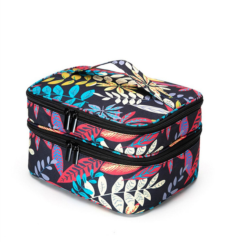 Kétrétegű kozmetikai táska 30 rácsos körömlakk tároló táska hordozható illóolajos parfüm rúzs tartó kézitáska