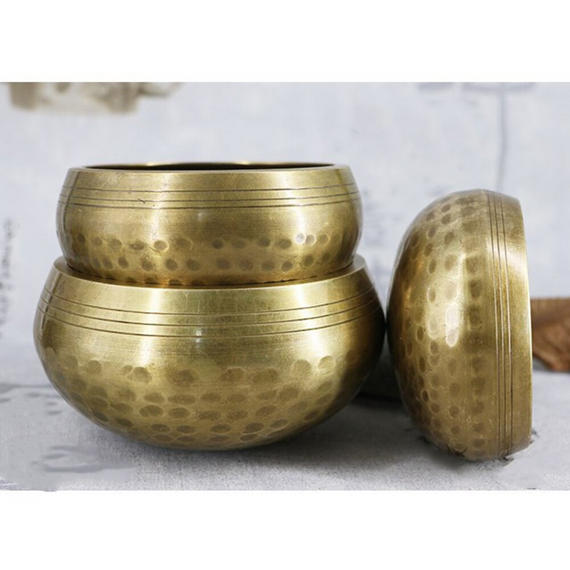 Χάλκινα δημιουργημένα επίχρυσα γιόγκα μπολ τραγουδιού βουδισμός Θιβετιανό τσάκρα διαλογισμός με σφυρί 8-9,5 διάμετρος