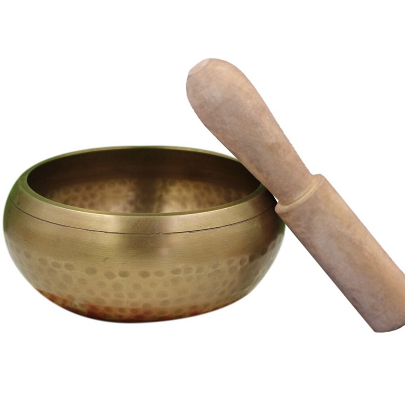 Χάλκινα δημιουργημένα επίχρυσα γιόγκα μπολ τραγουδιού βουδισμός Θιβετιανό τσάκρα διαλογισμός με σφυρί 8-9,5 διάμετρος