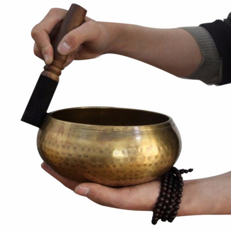 Nové medené remeselne vyrobené pozlátené spievajúce misy na jogu, budhizmus, tibetskú čakru, meditáciu, spievajúce misy 8 cm