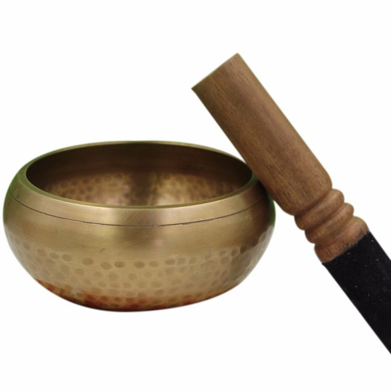 Nové medené remeselne vyrobené pozlátené spievajúce misy na jogu, budhizmus, tibetskú čakru, meditáciu, spievajúce misy 8 cm