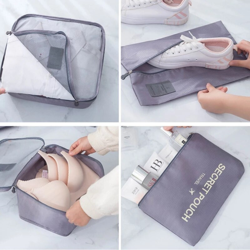 Utazási tárolótáskák ruhákhoz Alsónemű Cipők Bőrönd Szervező Nagy kapacitású Utazási Tároló Csomagolás Kocka Poggyász Rendezett Tasak