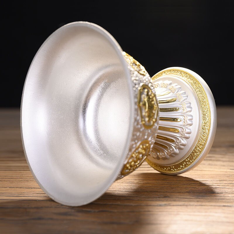 Gravura în argint budism ceașcă cu apă sfințită artizanat aliaj tibetan de bun augur pentru buddha bol colecție cadou interior decorativ