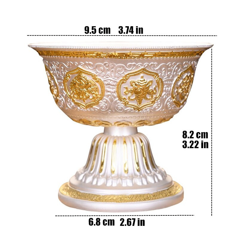 Gravura în argint budism ceașcă cu apă sfințită artizanat aliaj tibetan de bun augur pentru buddha bol colecție cadou interior decorativ