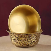 Mini zlatá mosadzná budhistická miska, priaznivý tibetský hold 25ml gravírovaný pohár svätenej vody, meditačná miska, darček pre domácnosť, dekorácia