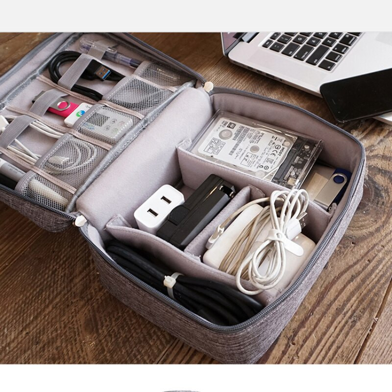 Veľkokapacitná cestovná digitálna úložná taška, prenosný USB organizér na dátový kábel, puzdro na slúchadlá, nabíjačka, powerbanka, úložný box so zipsom