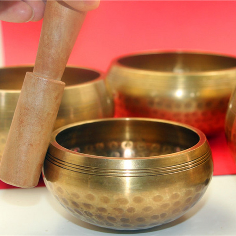 Nová medená pozlátená spievajúca misa na jogu, budhizmus, tibetská čakrová meditácia