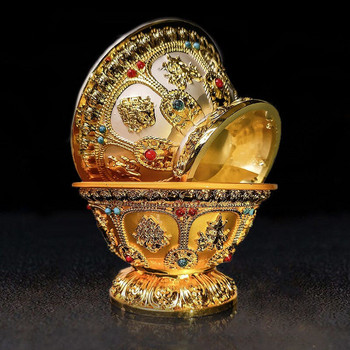 Επίχρυσο μπολ Βούδα Ένθετο πολύτιμο λίθο από κράμα ψευδαργύρου Ευοίωνο Θιβετιανό αφιέρωμα Holy Water Cup Buddhist Bowl Συλλογή δώρων σπιτιού Διακοσμητικό