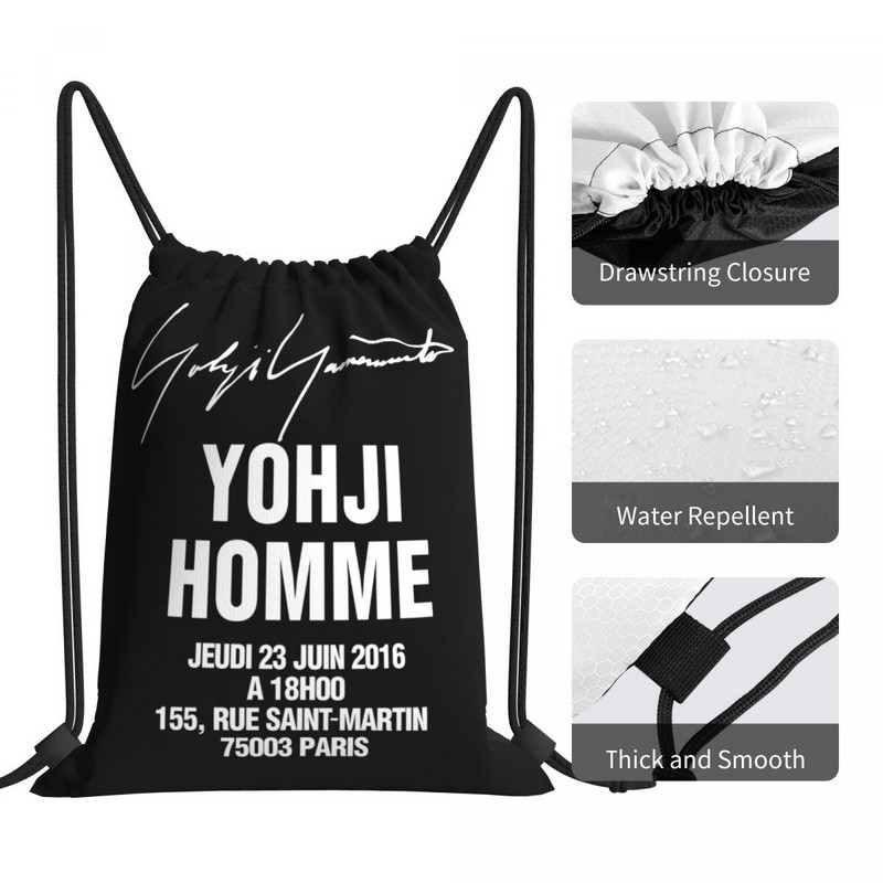 Yohji Yamamoto Pool Om Pour Homme, personalizované plavecké tašky so sťahovacou šnúrkou a logom
