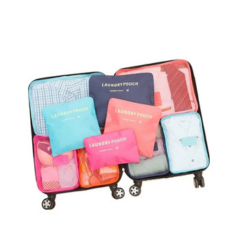 Σετ οργάνωσης τσάντας αποθήκευσης ταξιδιού 6 τμχ για ρούχα Τακτοποιημένη ντουλάπα Βαλίτσα Θήκη Travel Organizer Τσάντα θήκη Παπούτσια Συσκευασία Cube Bag