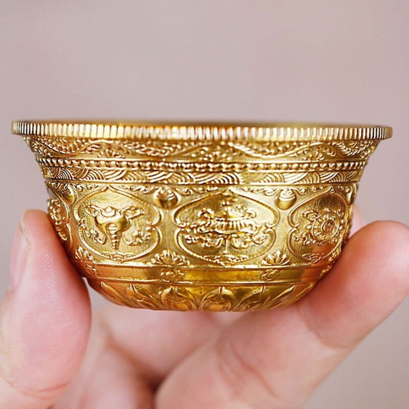 Reljefas gryno vario dubuo geriamasis vestuvėms 25 ml vyno puodelis vario pieno arbatos puodeliai bronzinis auksinis budistinis dubuo Dekoratyvinė dovana namams