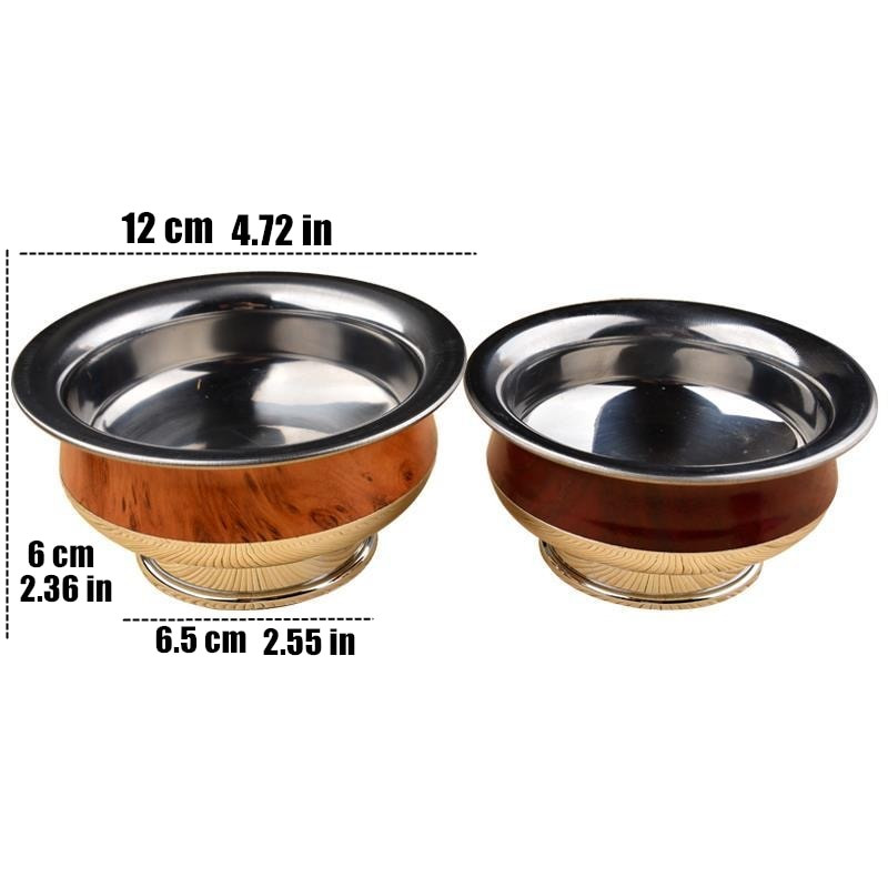 Hnedá tibetská miska na ghí z nehrdzavejúcej ocele, tantrický pohár na svätenú vodu 12 cm, veľká budhistická misa, darček do interiéru, dekorácia na stôl