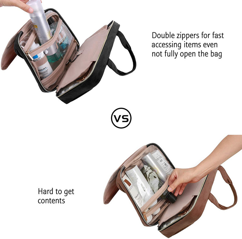 Rippkonksuga kott reisikott Veekindel meik Kosmeetikakott Reisimine tarvikute jaoks Täissuuruses konteineriga tualetitarbed