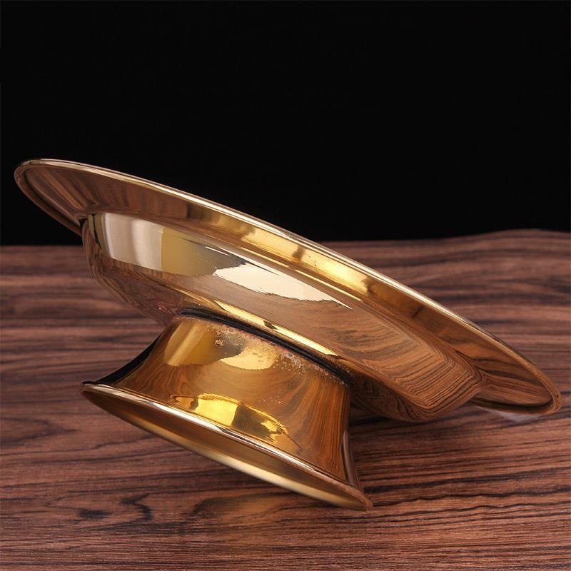 Buddhizmus réz gyümölcstál Kedvező polírozás Tibeti sárgaréz tisztelgő tányér buddhista istentiszteleti tálca asztali otthoni ajándék dekoratív