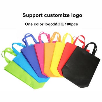 Stobag 10 τεμ. Non Woven Eco Friendly Shopping Tote Τσάντες Ύφασμα επαναχρησιμοποιήσιμο με λαβή Αποθήκευση δώρου Μεγάλες θήκες Λογότυπο Προσαρμοσμένο