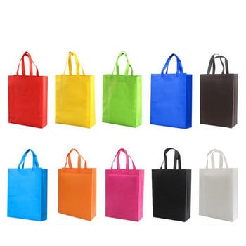 Stobag 10 τεμ. Non Woven Eco Friendly Shopping Tote Τσάντες Ύφασμα επαναχρησιμοποιήσιμο με λαβή Αποθήκευση δώρου Μεγάλες θήκες Λογότυπο Προσαρμοσμένο