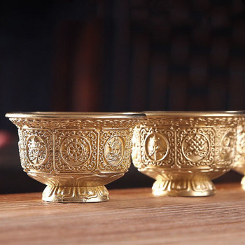 Златна гравировка Будистка купа Занаятчийски бронз Благоприятна тибетска чаша за свещена вода Будистка колекция купа Подарък Вътрешен декоративен