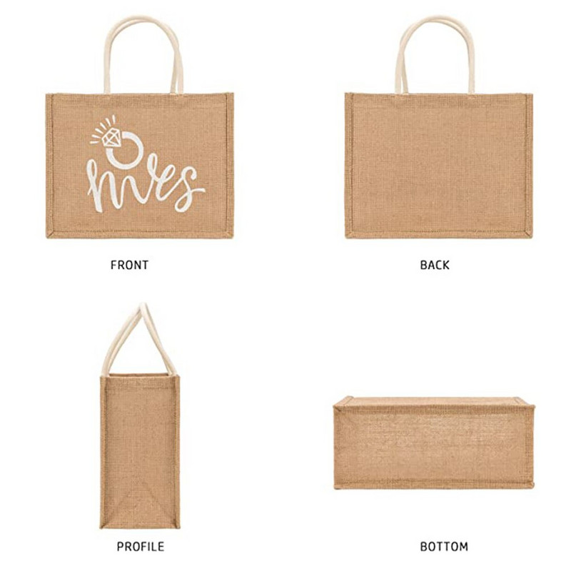 Εξατομικευμένες τσάντες αγορών Δώρο Γαμήλιο πάρτι Νύφη Χοντρό vintage τσάντα λινάτσας από γιούτα Προσαρμοσμένο όνομα για Bride Bridesmaid