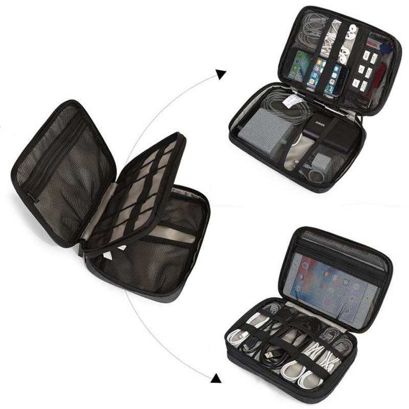 Nové dvojvrstvové digitálne úložné puzdro, USB dátový kábel, slúchadlá, drôt, pero, powerbanka, HDD organizér, prenosná cestovná súprava, puzdro