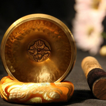 Непалска тибетска будистка купа, ръчно изработена пееща купа, комплект възглавница, чукче, чанта за съхранение на медитация, медитационна пееща купа