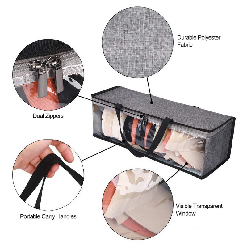 2 vnt. patvarus dulkėms atsparus beisbolo kepuraitės laikymo krepšys žaislų laikymui su skaidriu PVC dvigubu užtrauktuku