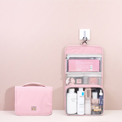 Prenosná kozmetická taška s veľkou kapacitou, cestovná make-up taška, dámska toaletná taška, organizér, zavesná mokrá a suchá separačná umývacia taška