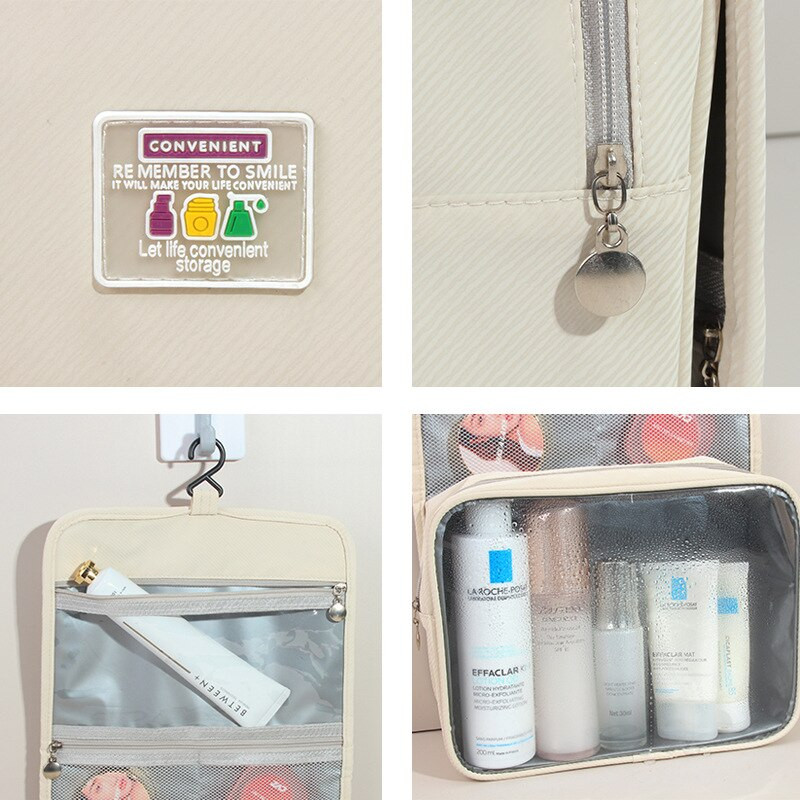 Prenosná kozmetická taška s veľkou kapacitou, cestovná make-up taška, dámska toaletná taška, organizér, zavesná mokrá a suchá separačná umývacia taška