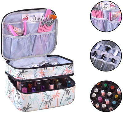 30Bottles eterinio aliejaus nešiojimo krepšys, nešiojamasis kelioninis dvisluoksnis nagų lakas, kosmetikos laikymo kvepalai lūpų dažai, odos priežiūros organizatorius