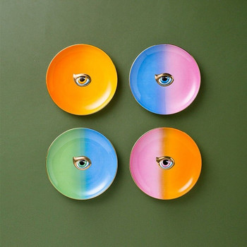 6-инчова керамична декоративна чиния Цветни очи Съхранение на бижута Порцеланова тава Настолни тави за съхранение Декоративни