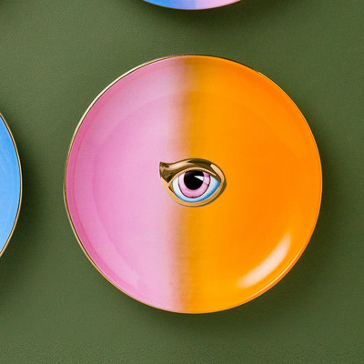 6-palcový keramický dekoratívny tanier, farebný úložný priestor na šperky s okom, porcelánový podnos na stôl, úložné tácky na stôl, dekoratívne