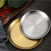 Farfurii Tavă rotundă îngroșată din oțel inoxidabil Farfurie pentru prăjituri cu fructe Vase cu oase Tavi pentru decorare grătar Veselă de bucătărie de uz casnic